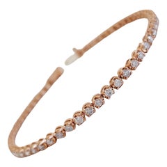 Bracelet tennis coupe-douce en or rose 14 carats et diamants naturels de 2,38 carats