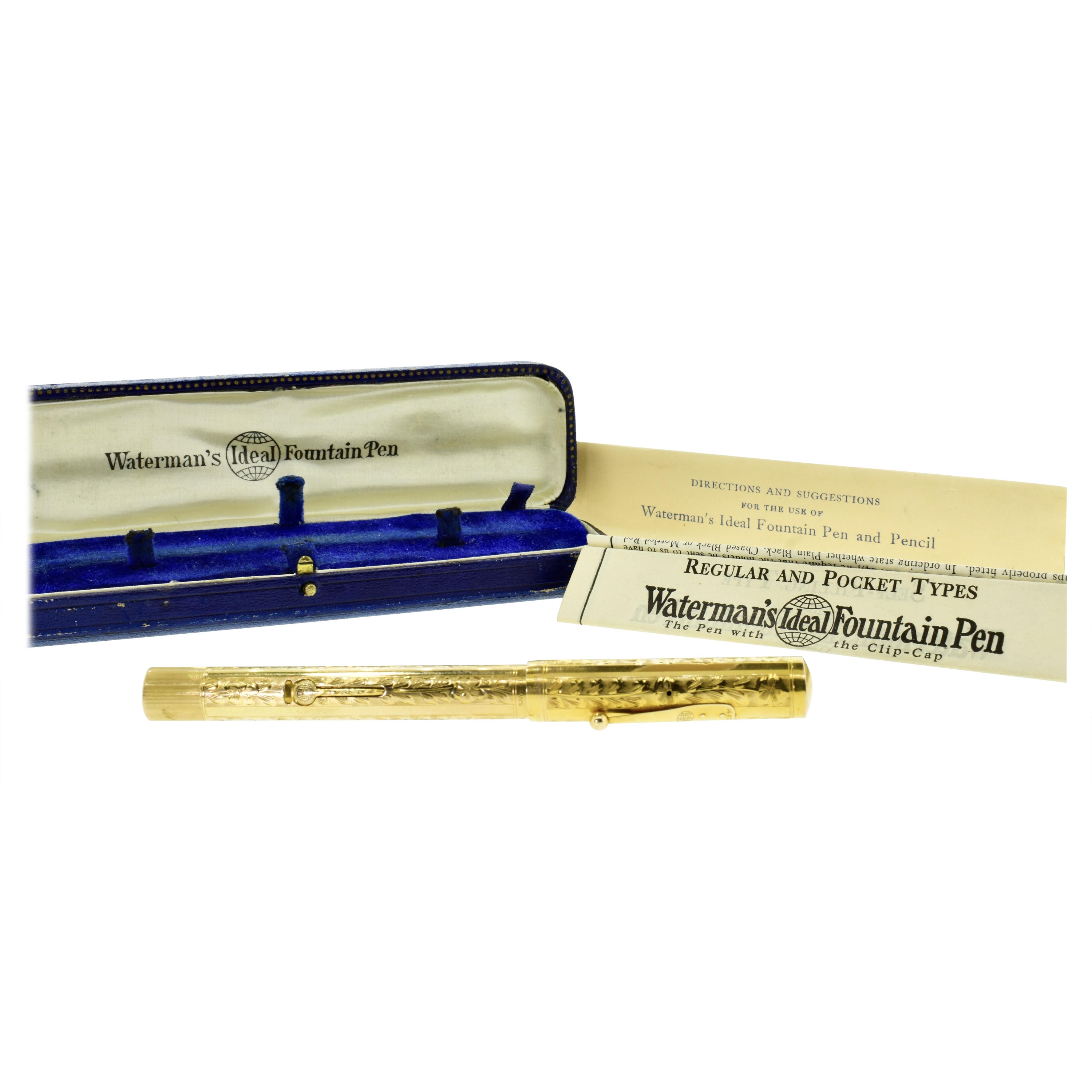 Waterman's 14K Fountain Pen with Original Box and Papers, c. 1915. For Sale