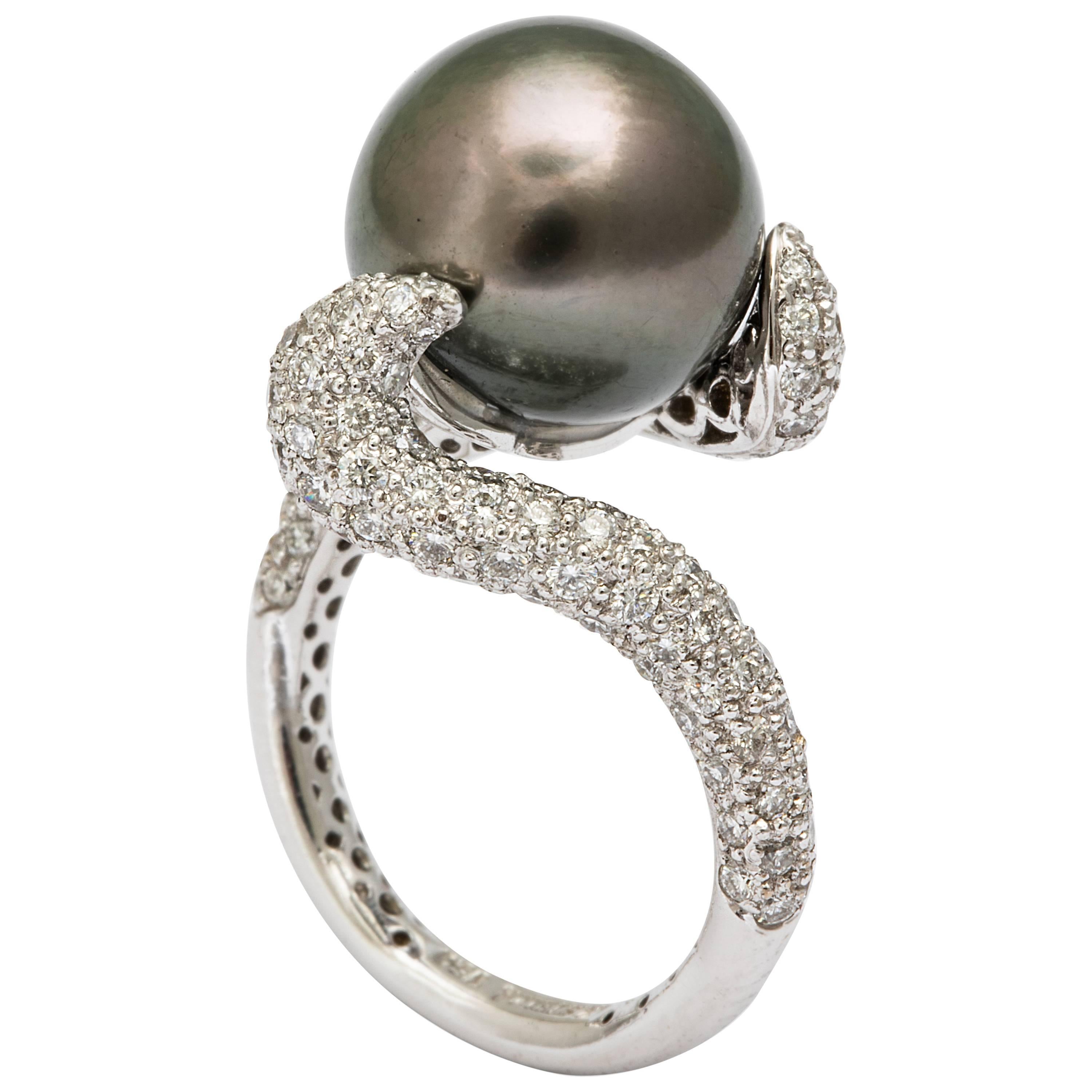 Tahitian Pearl Diamond Ring