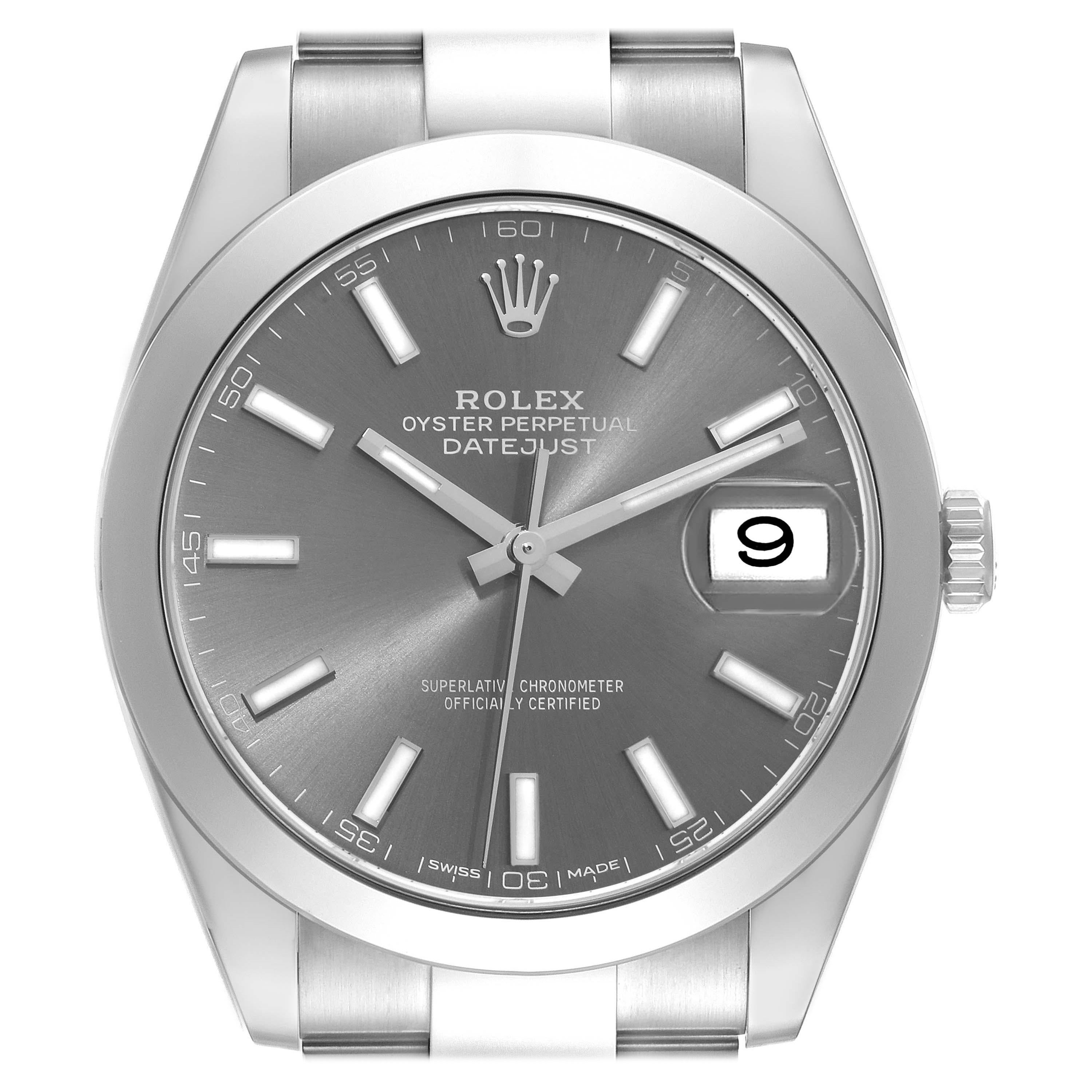 Rolex Datejust 41 Slate Dial Smooth Bezel Steel Mens Watch 126300 For Sale