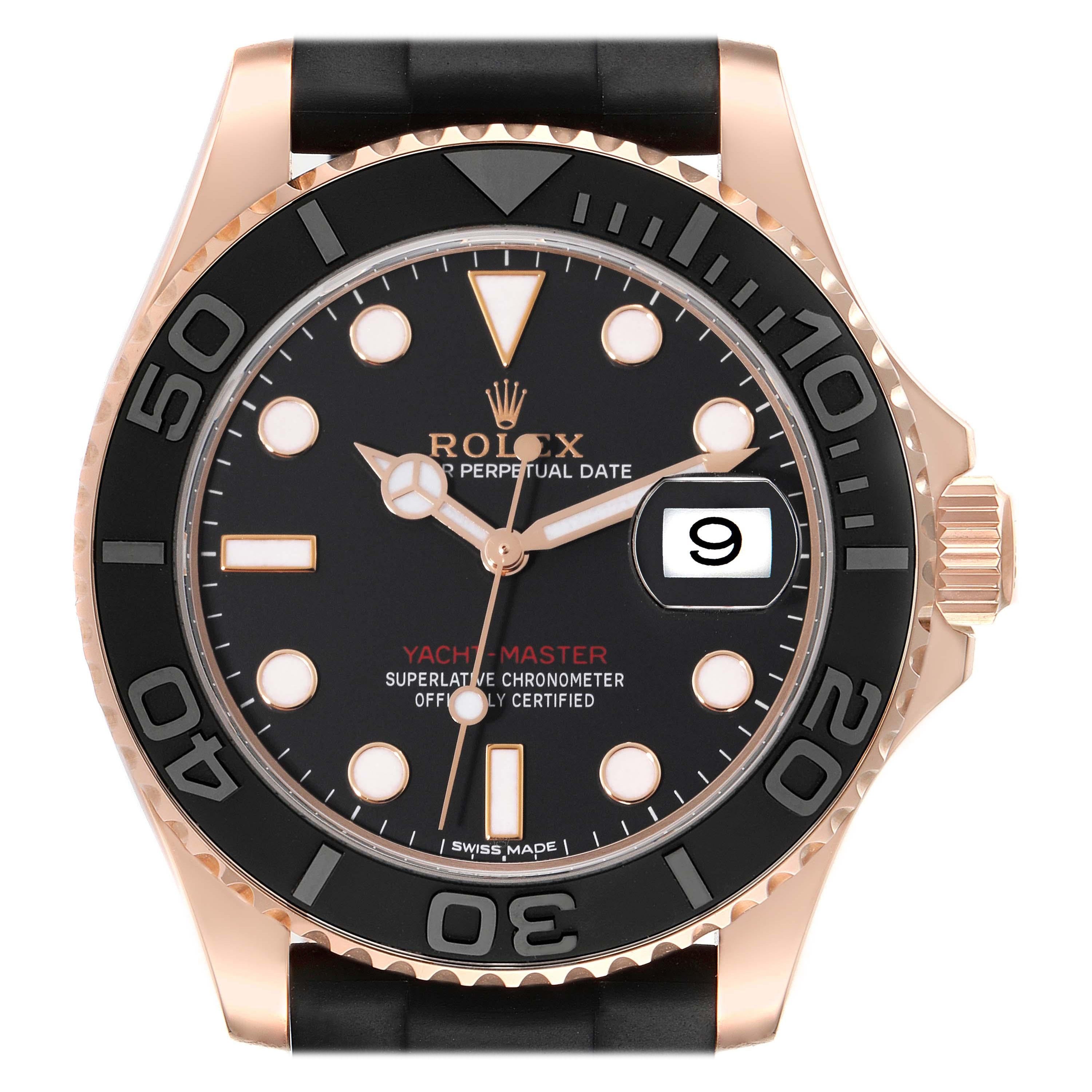 Rolex Montre Yachtmaster 40mm en or rose avec bracelet Oysterflex pour hommes 116655 Boîte Card en vente