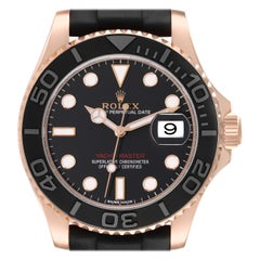 Used Rolex Yachtmaster 40mm Rose Gold Oysterflex Bracelet Mens Watch 116655 Box Card