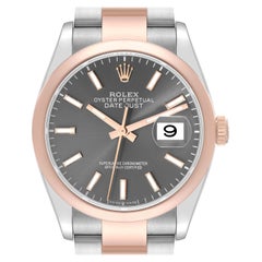 Rolex Datejust 36 Steel EveRose Gold Rhodium Dial Mens Watch 126201