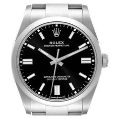 Rolex Oyster Perpetual Black Dial Steel Mens Watch 126000 Box Card