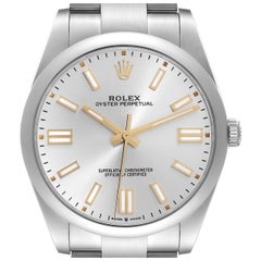 Used Rolex Oyster Perpetual 41 Silver Dial Steel Mens Watch 124300 Unworn