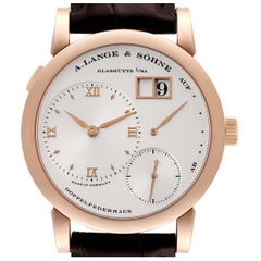 A. Lange and Sohne Lange 1 Rose Gold Silver Dial Mens Watch 101.032 Box Papers