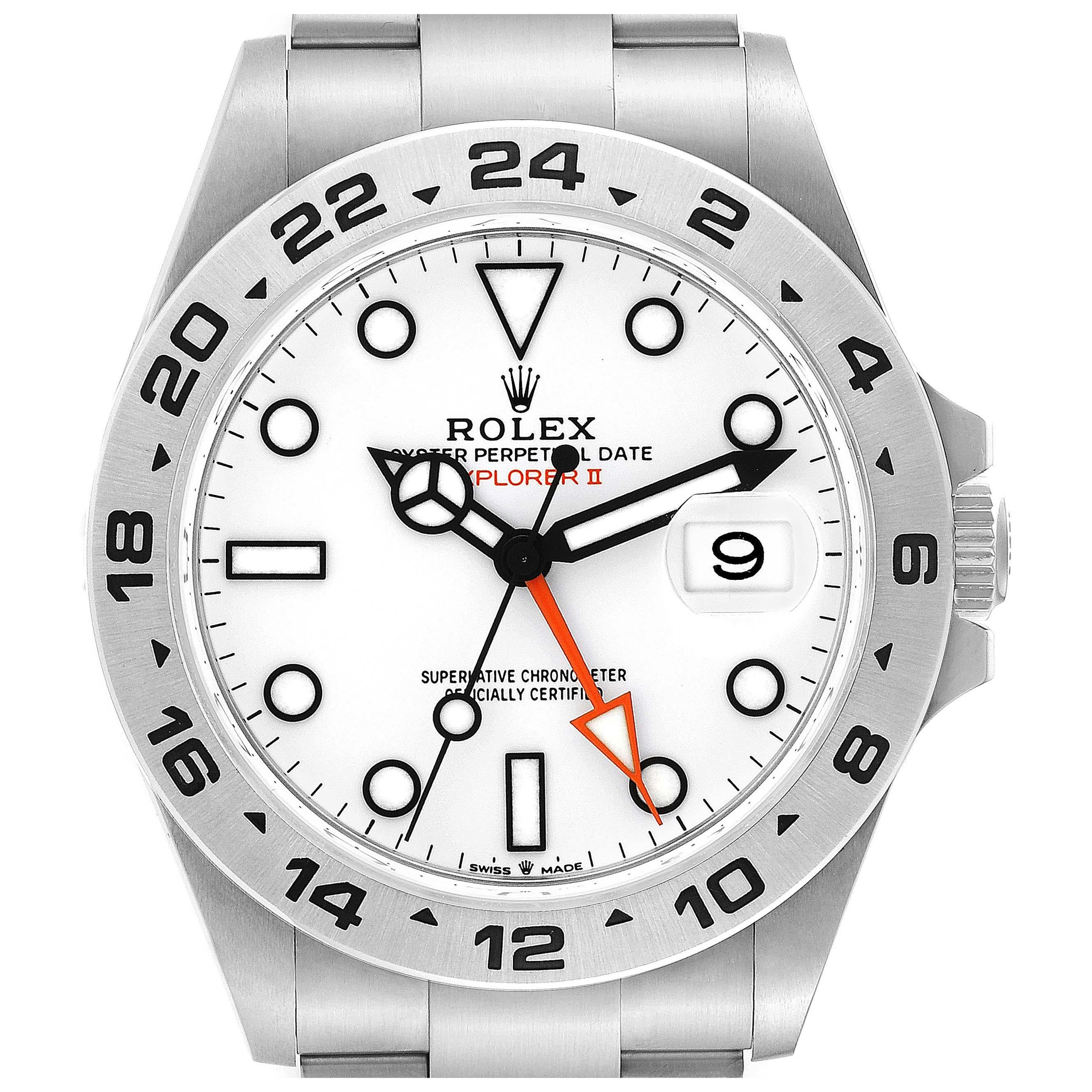 Rolex Explorer II 42mm Polar White Dial Steel Mens Watch 226570 Box Card For Sale