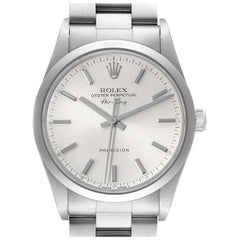 Rolex Air King Silver Dial Smooth Bezel Steel Mens Watch 14000 Box Papers