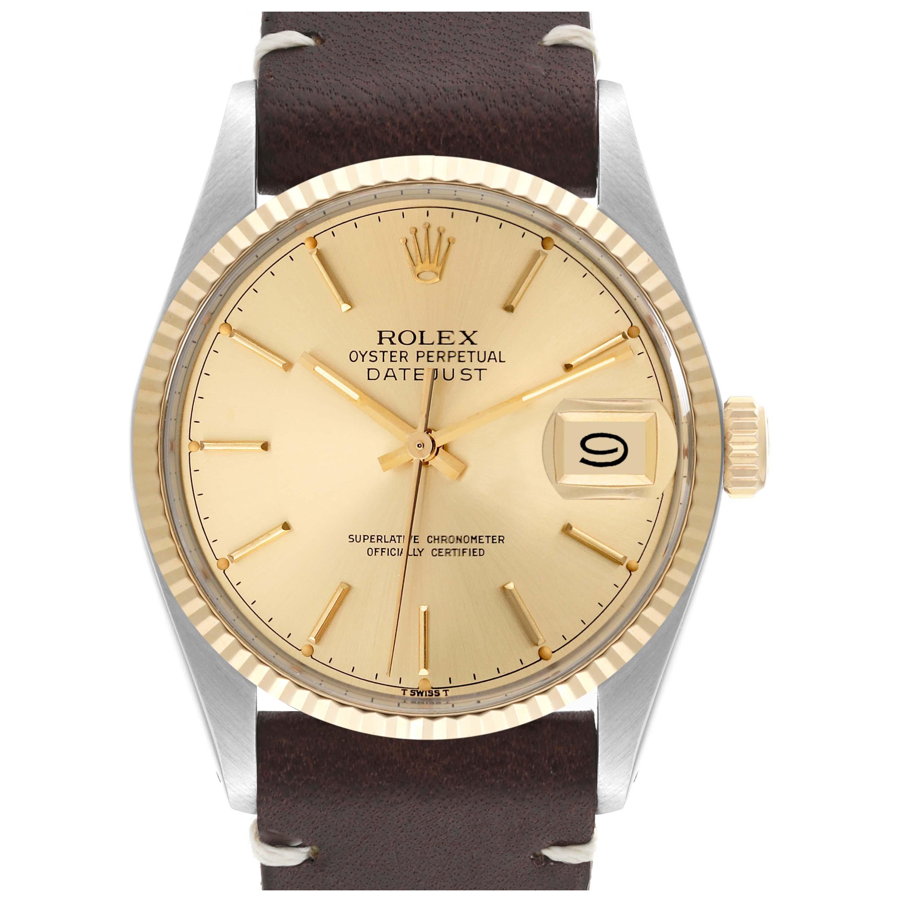 Rolex Datejust Steel Yellow Gold Vintage Mens Watch 16013