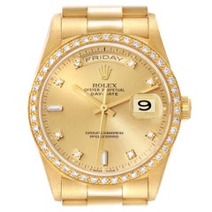 Used Rolex President Day Date 36mm Yellow Gold Diamond Mens Watch 18348