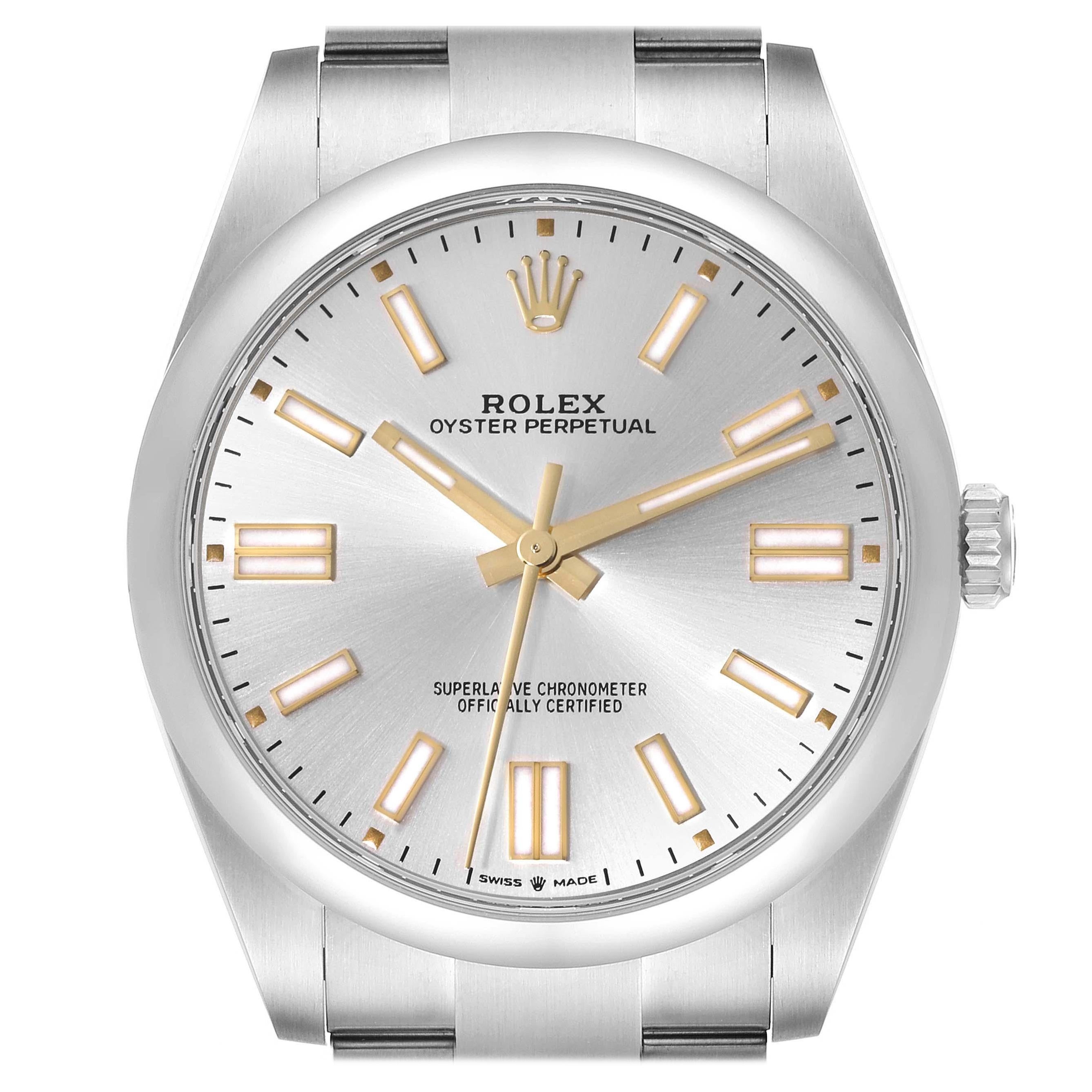 Rolex Oyster Perpetual 41 Silver Dial Steel Mens Watch 124300 Unworn For Sale