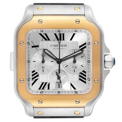Cartier Santos XL Chronograph Stahl Gelbgold Herrenuhr W2SA0008 Box Kartenetui