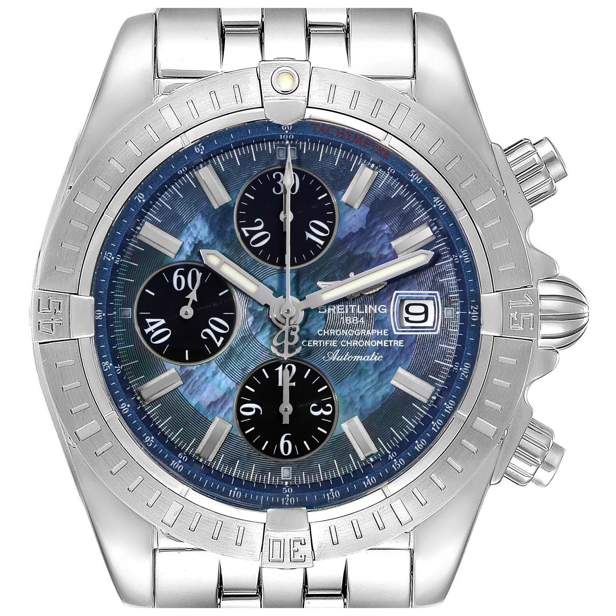 Breitling Chronomat Evolution Mother Of Pearl Dial Steel Mens Watch A13356