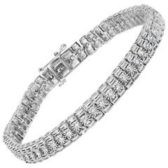 .925 Sterling Silver 1.0 Cttw Diamond Collar Line Link Bracelet