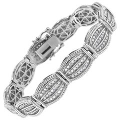 Bracelet tennis de style Art déco en argent sterling .925 avec diamants 3,0 carats sertis en griffes