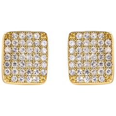 Clous d'oreilles en or jaune 14 carats avec composite de diamants de forme carrée 1/2 carat  Boucles d'oreilles