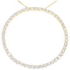 10K Yellow Gold Plated Silver 4.0 Cttw Diamond Circle Hoop Pendant Necklace