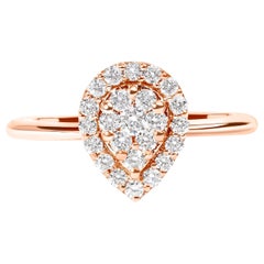 Used 10K Rose Gold 3/8 Cttw Round-Cut Diamond Pear Promise Ring