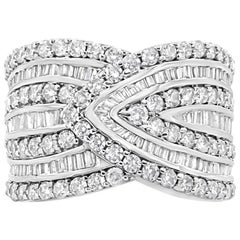 .925 Sterling Silver 2 3/8 Cttw Diamond Multi Row Overlay Band Ring