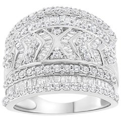 .925 Sterling Silver 2.0 Cttw Diamond Edge Multi-Row Ring Band