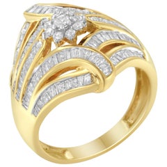 10K Yellow Gold 1.0 Cttw Diamond Cocktail Fashion Ring