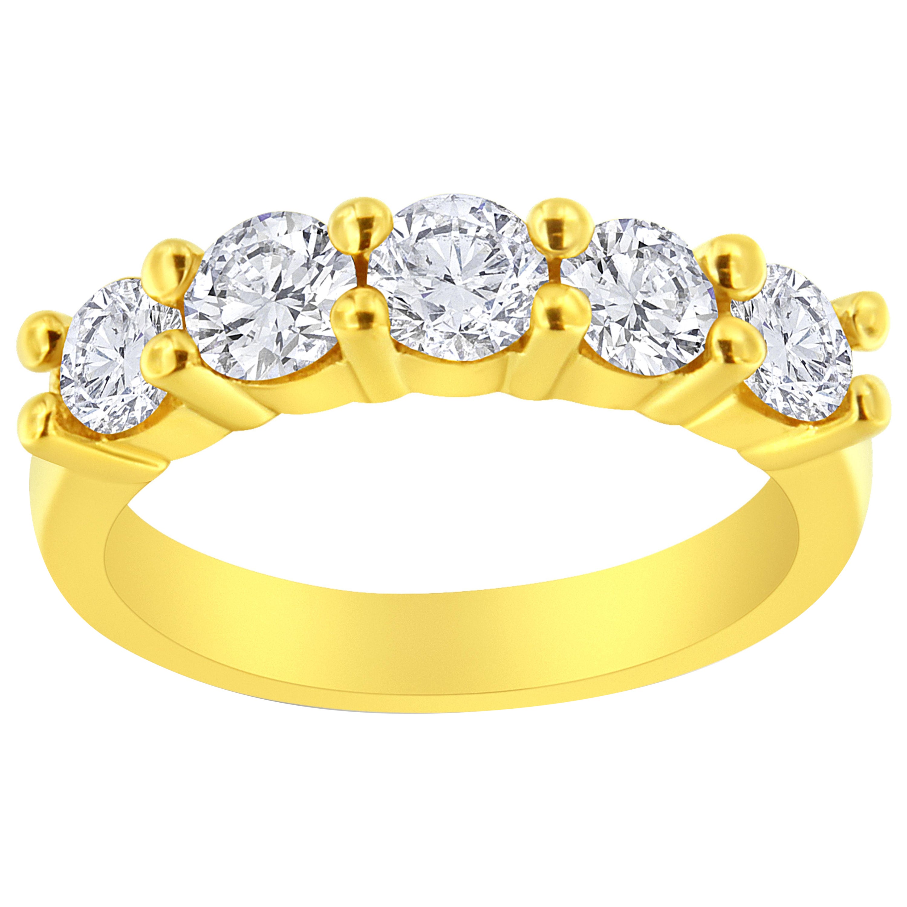14K Yellow Gold Over Silver 1 1/2 Cttw Diamond Anniversary or Wedding Band Ring For Sale