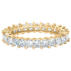 Bague d'éternité en or jaune 14K 3.0 Cttw Shared Prong-Set Princesse Diamant