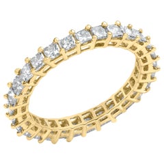 14K Yellow Gold 2.00 Cttw Shared Prong Set Princess Diamond Eternity Band Ring