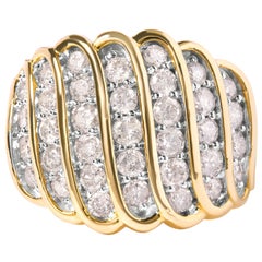 10 Bague Cocktail en or jaune 2.00 Cttw Diamond Multi Row Band