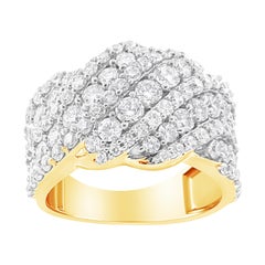 10K Yellow Gold 3.00 Cttw Diamond Multi Row Cluster Band Ring