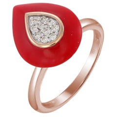 Used Ring made using Red Ceramic n 18kt Pink gold & natural diamonds