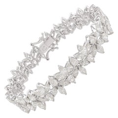 Bracelet tennis en or blanc 14 carats avec diamants taille poire marquise SI Clarity HI Couleur