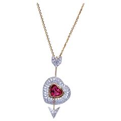 Samuel Getz Red Spinel  Diamond "Heart and Arrow" Pendant