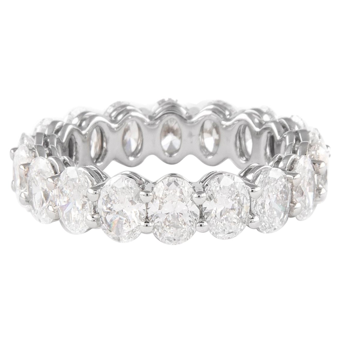 Alexander Beverly Hills, bague d'éternité en platine S-7,5 avec diamants ovales 4,98 carats F/G VS en vente