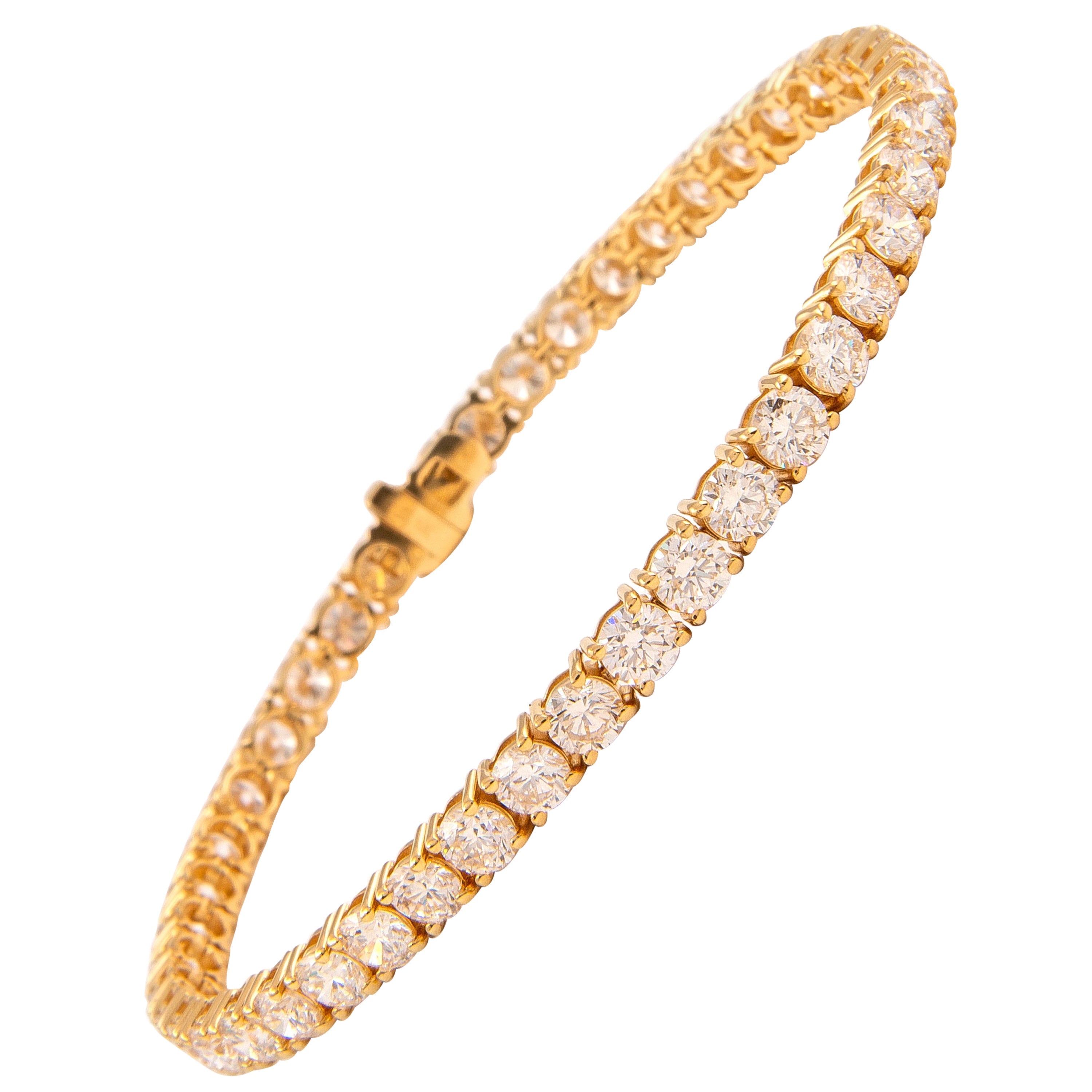 Alexander Beverly Hills 9.06ct Diamond Tennis Bracelet 18k Yellow Gold For Sale