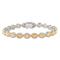 Alexander Beverly Hills Bracelet de diamants jaunes ovales 11,14 carats avec halo 18 carats