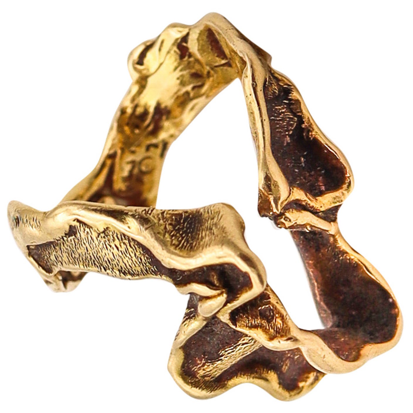 Gilbert Albert For Bucherer 1960 Sculptural Organic Ring In 18Kt Yellow Gold For Sale