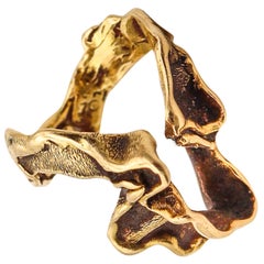 Vintage Gilbert Albert For Bucherer 1960 Sculptural Organic Ring In 18Kt Yellow Gold