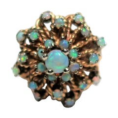 Retro Opal and Gold Cluster Cocktail Ring
