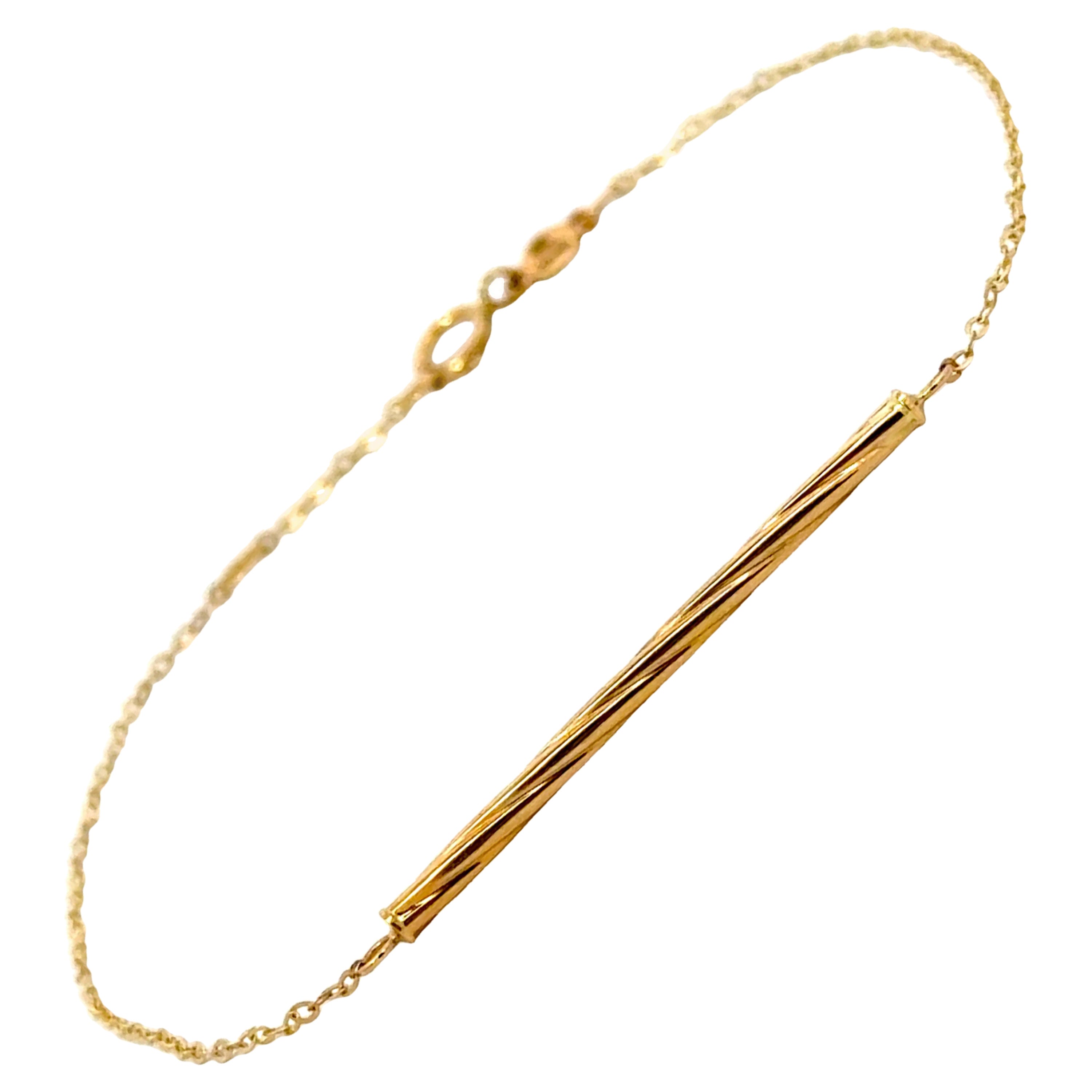 Solid 14k Yellow Gold Bar Link Bracelet