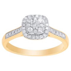TJD 1/3 Carat Diamond 10 Karat Rose Gold Cushion Cluster Engagement Ring