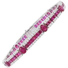 11.32 Carat Ruby and Diamond Bracelet