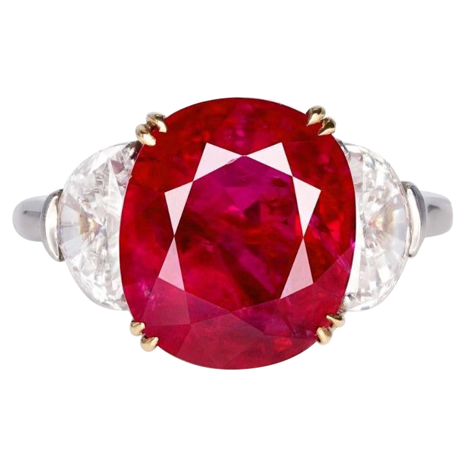 Emilio Jewelry GRS Certified 7.50 Carat Burma No Heat Pigeon Blood Ruby Ring  For Sale