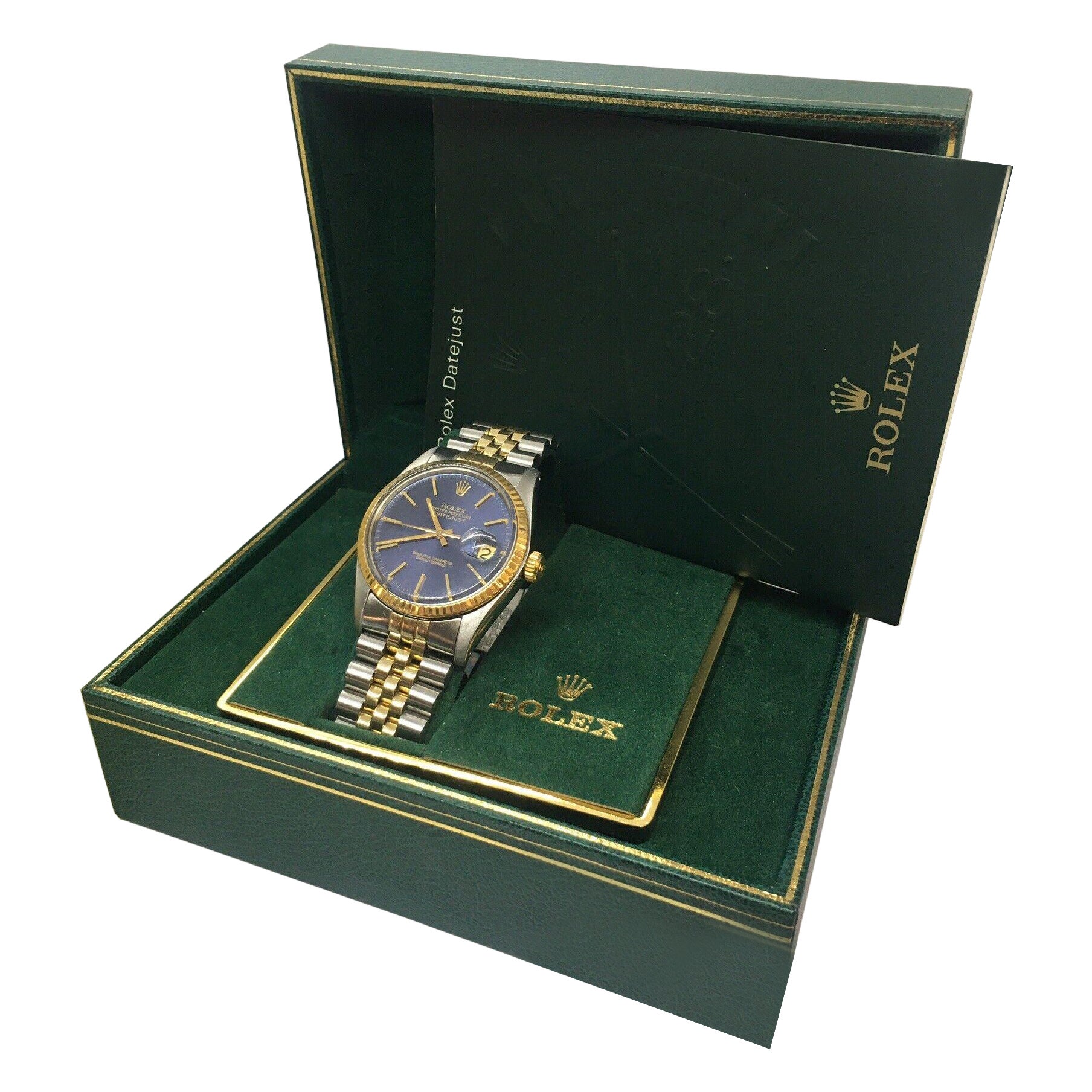 1978 ROLEX MEN'S DATEJUST 16013 Two Tone Quick Set Wristwatch Box All Factory For Sale