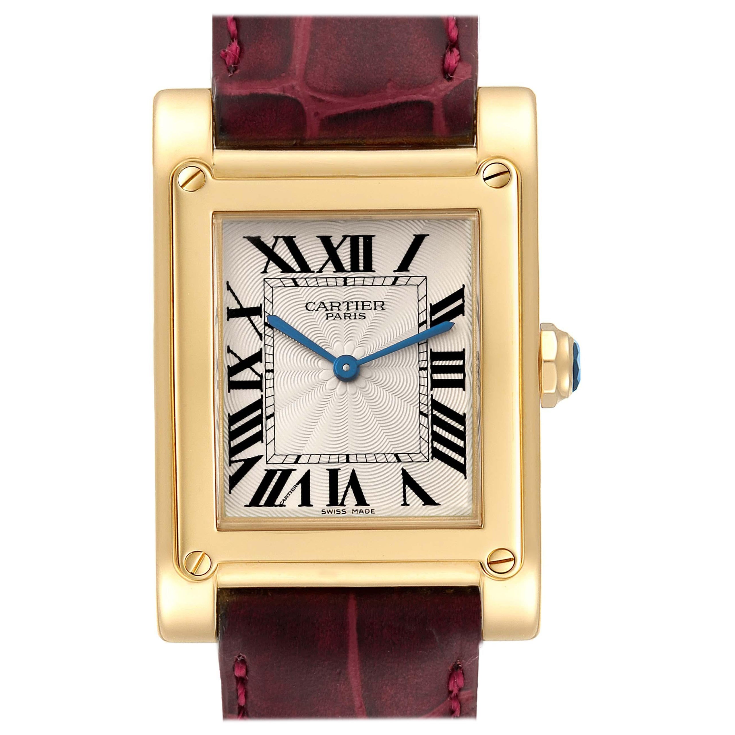 Cartier Tank a Vis Privee CPCP Collection Yellow Gold Mens Watch W1529451 For Sale