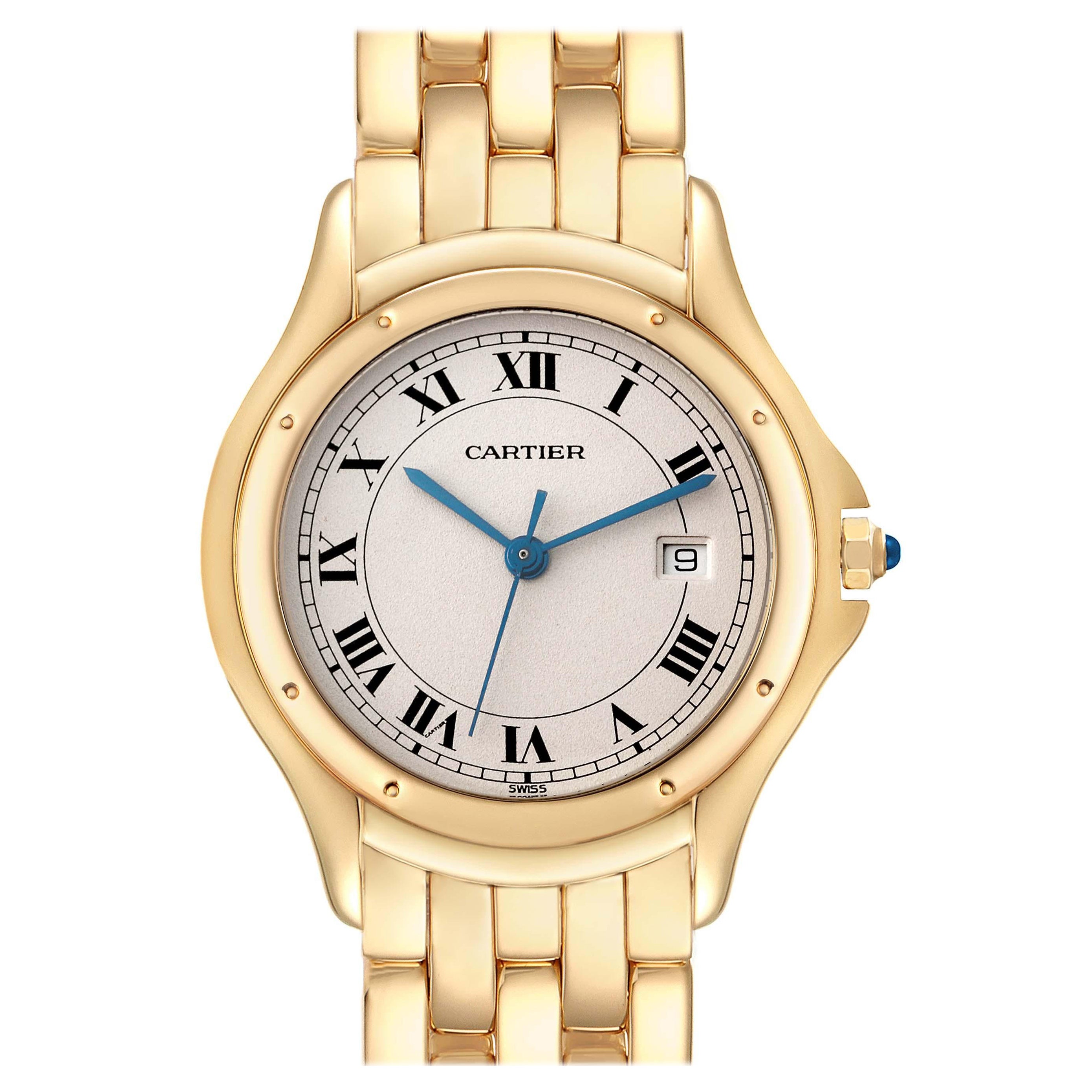 Cartier Cougar Yellow Gold Silver Dial Ladies Watch 887904 For Sale