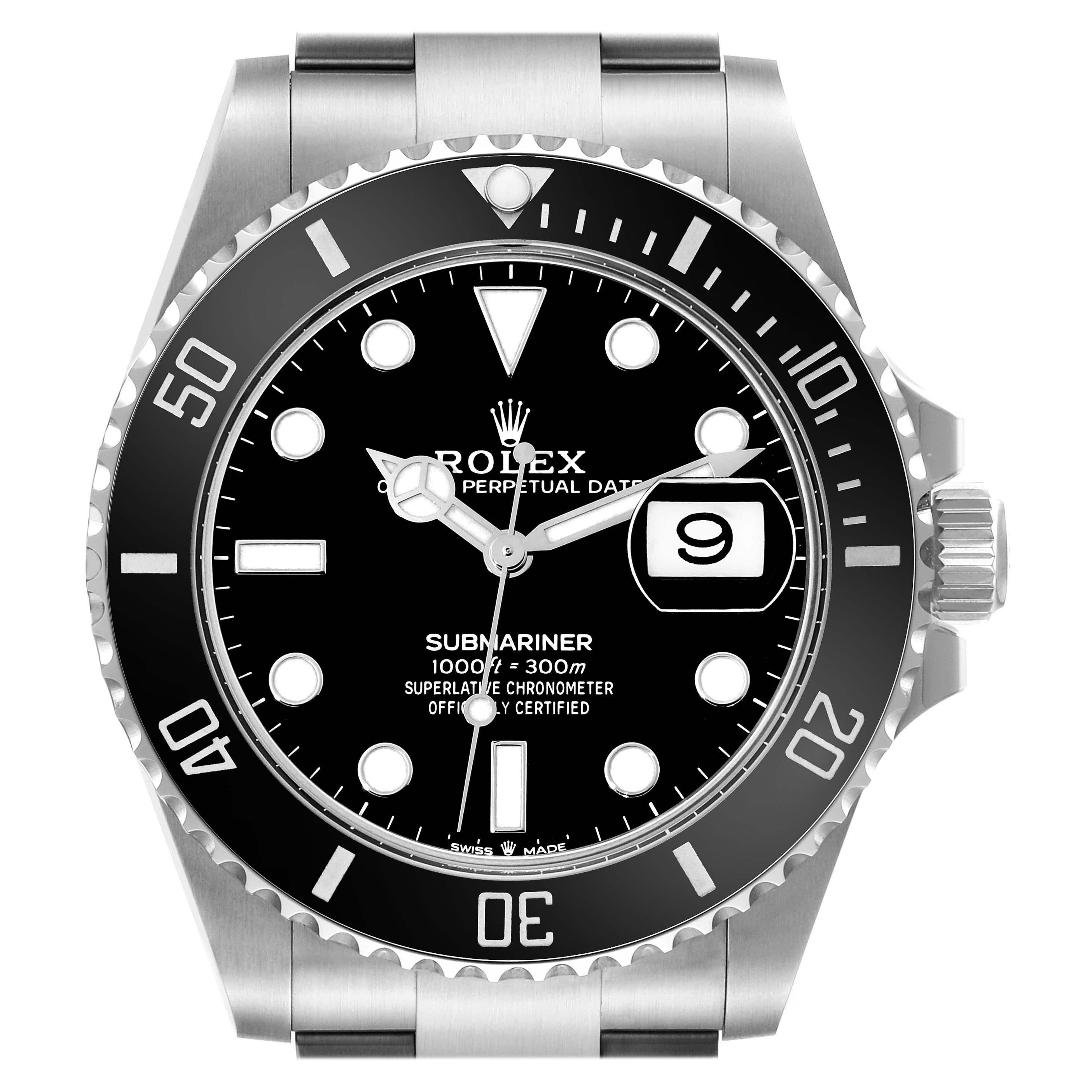 Montre Rolex Submariner à cadran noir et lunette en céramique pour hommes 126610 Boîte Carte en vente