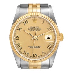 Rolex Datejust Steel Yellow Gold Champagne Dial Mens Watch 16233