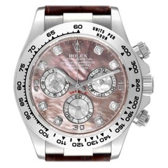 Used Rolex Daytona White Gold Mother Of Pearl Diamond Dial Mens Watch 116519 Box Card