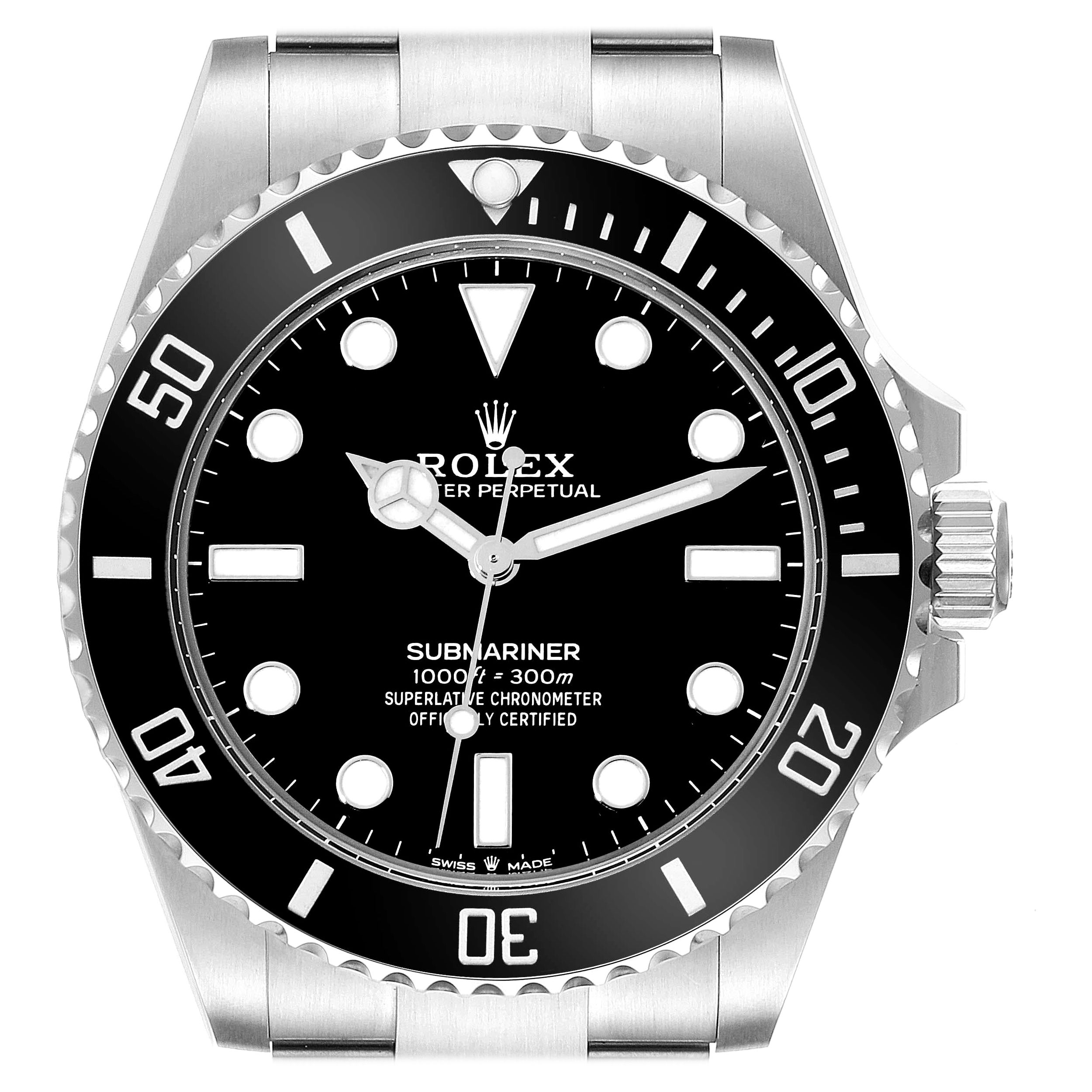Rolex Submariner Non-Date Ceramic Bezel Steel Mens Watch 124060 Box Card For Sale